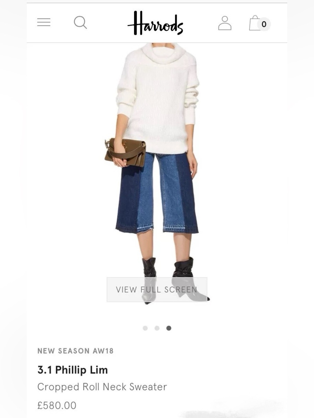 3.1 Phillip Lim NWT Cropped Roll Neck Cream Ribbed Wool and Mohair Sweater